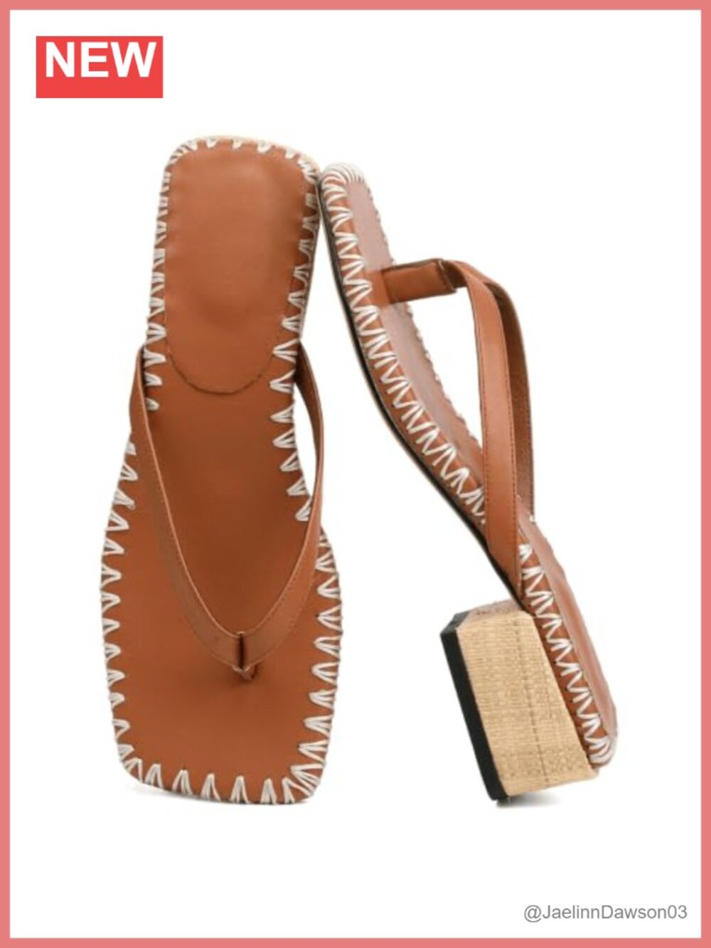 Chunky Low Heel Flip Flop Sandals Square Toe Thong Slides